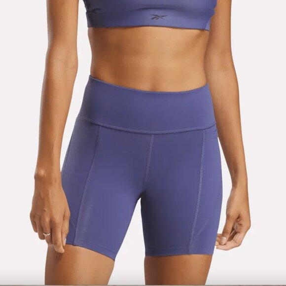 Reebok Women's Lux High Rise Biker Shorts 6" - Size Small NWT - Twilight Purple - Picture 1 of 9